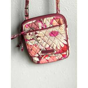 Vera Bradley Hipster Crossbody Purse Bag 2016 Floral Leaves Peach Pink Purple‎